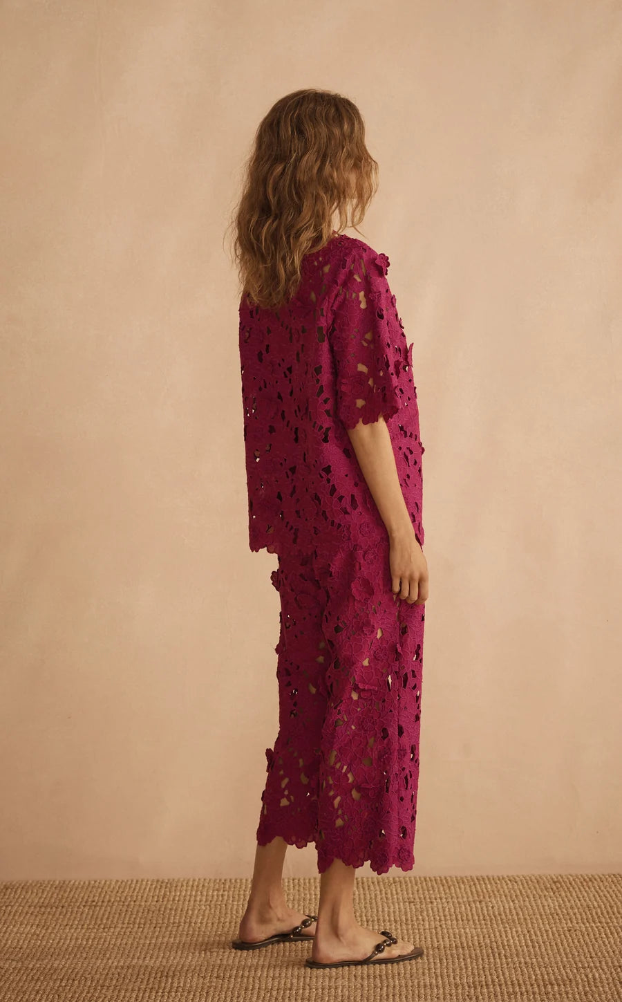 PRE ORDER AUR OCEA Rosario Ornato Appliqué Tie Front Top