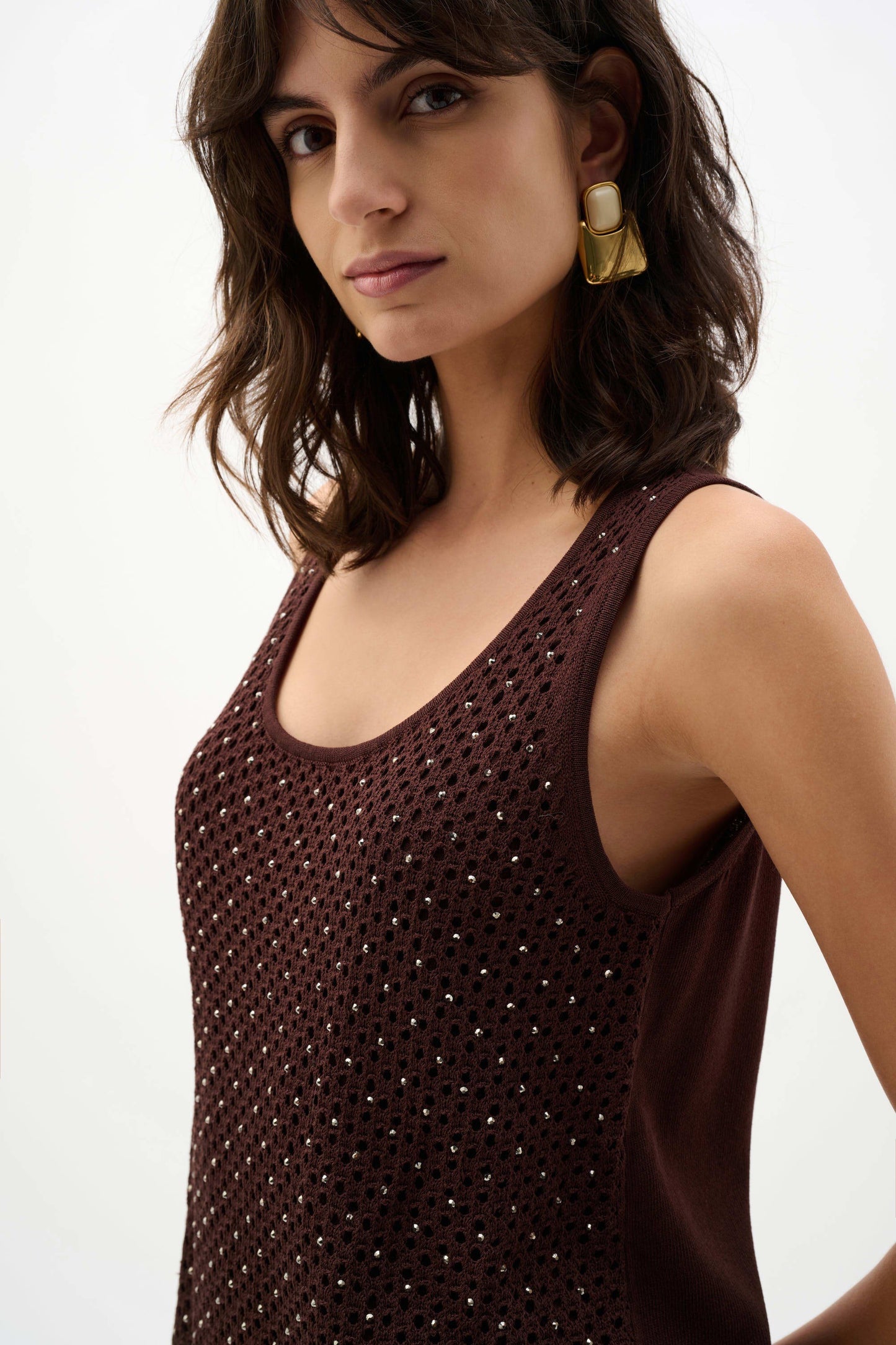 Joseph Ribkoff Embellished Knit Camisole 262957 MAHOGANY
