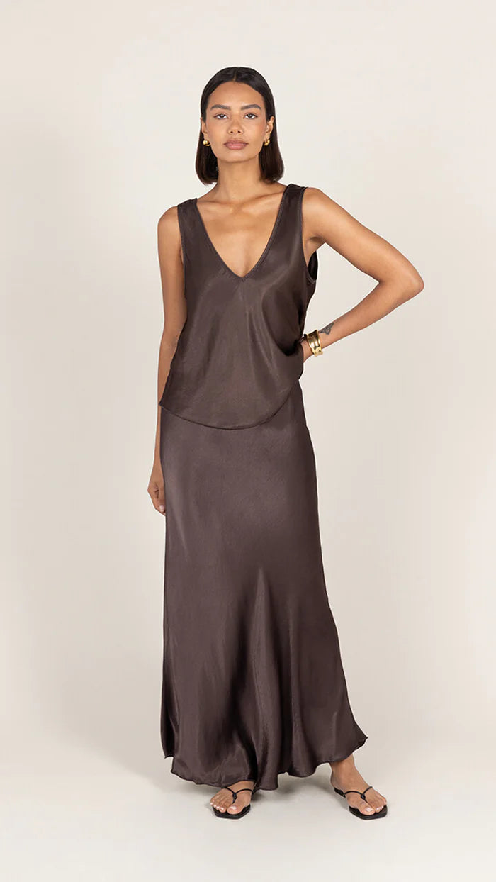 CHARLI Maeve Satin Set - Dark Espresso