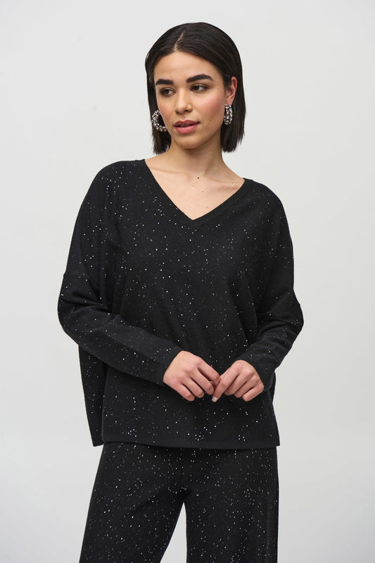 Joseph Ribkoff Sequined Sweater Knit Boxy Top
244921F25