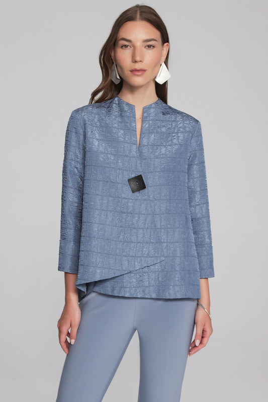 Joseph Ribkoff Textured Woven Jacquard Swing Jacket 233792 - Serenity Blue