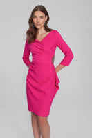 Josep Ribkoff Lux Twill Wrap Dress 241705 Shocking Pink