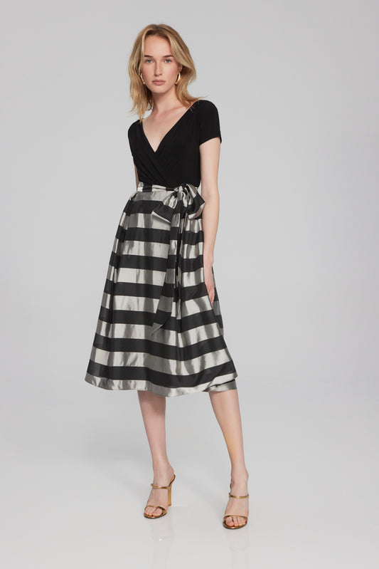 Joseph Ribkoff Striped Organza Fit-and-Flare Dress Style 241748