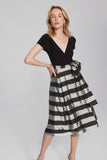 Joseph Ribkoff Striped Organza Fit-and-Flare Dress Style 241748
