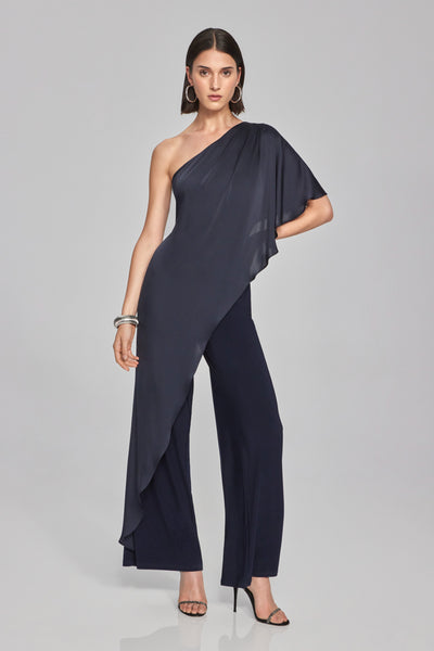 Joseph Ribkoff Satin and Silky Knit One-Shoulder Jumpsuit 241769