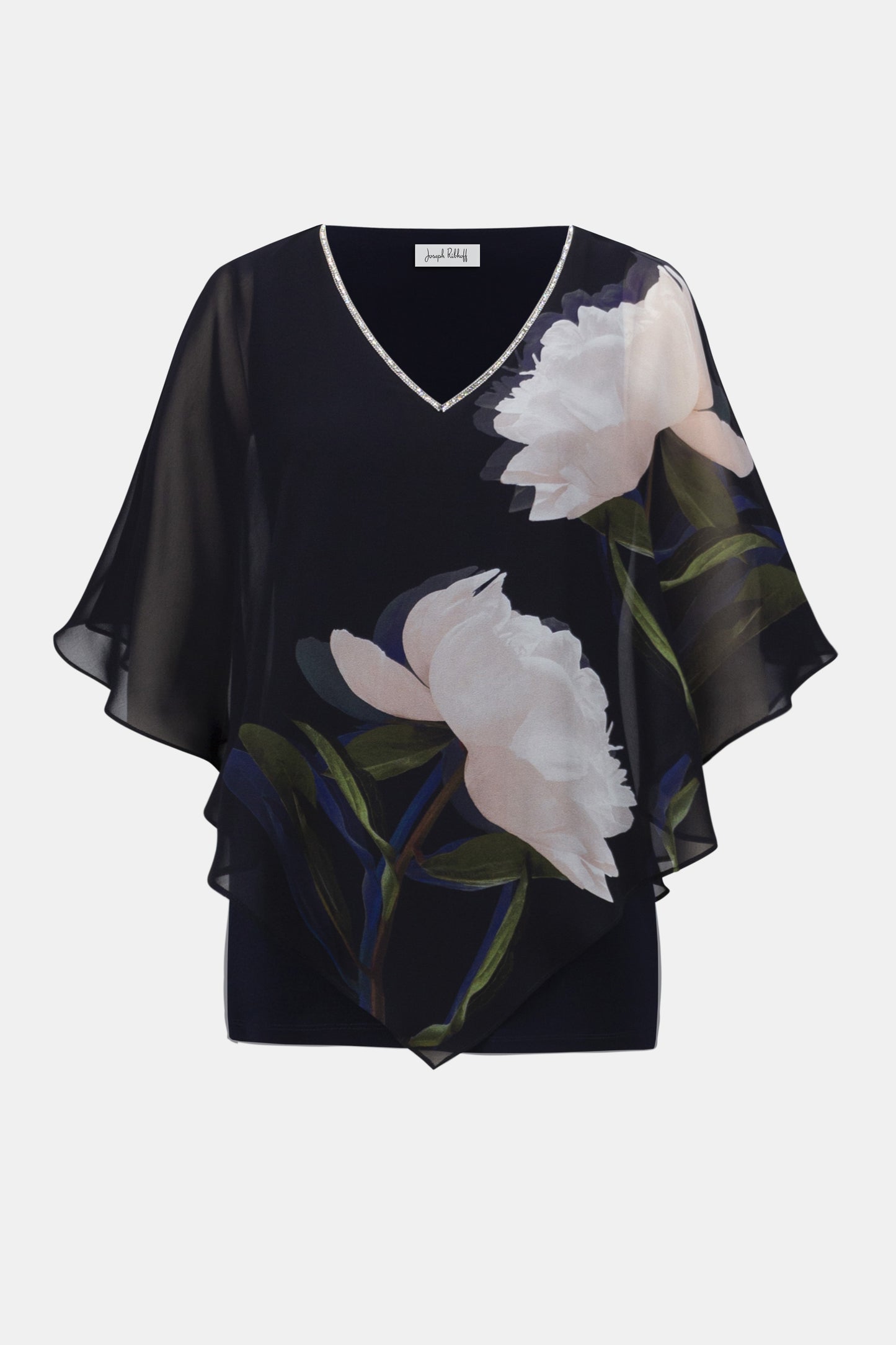 Joseph Ribkoff Signature Chiffon & Silky Knit Floral Print Poncho Top
254731