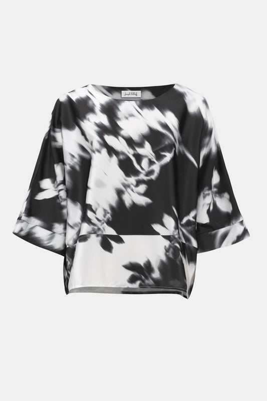 Joseph Ribkoff Recycled Satin Floral Print Boxy Top 254063