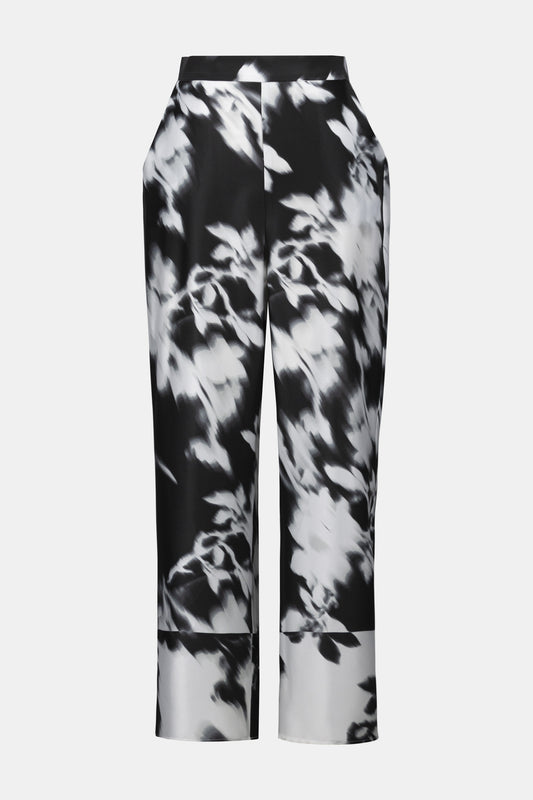 JOSEPH RIBKOFF Recycled Satin Floral Print Wide-Leg Pants 254081