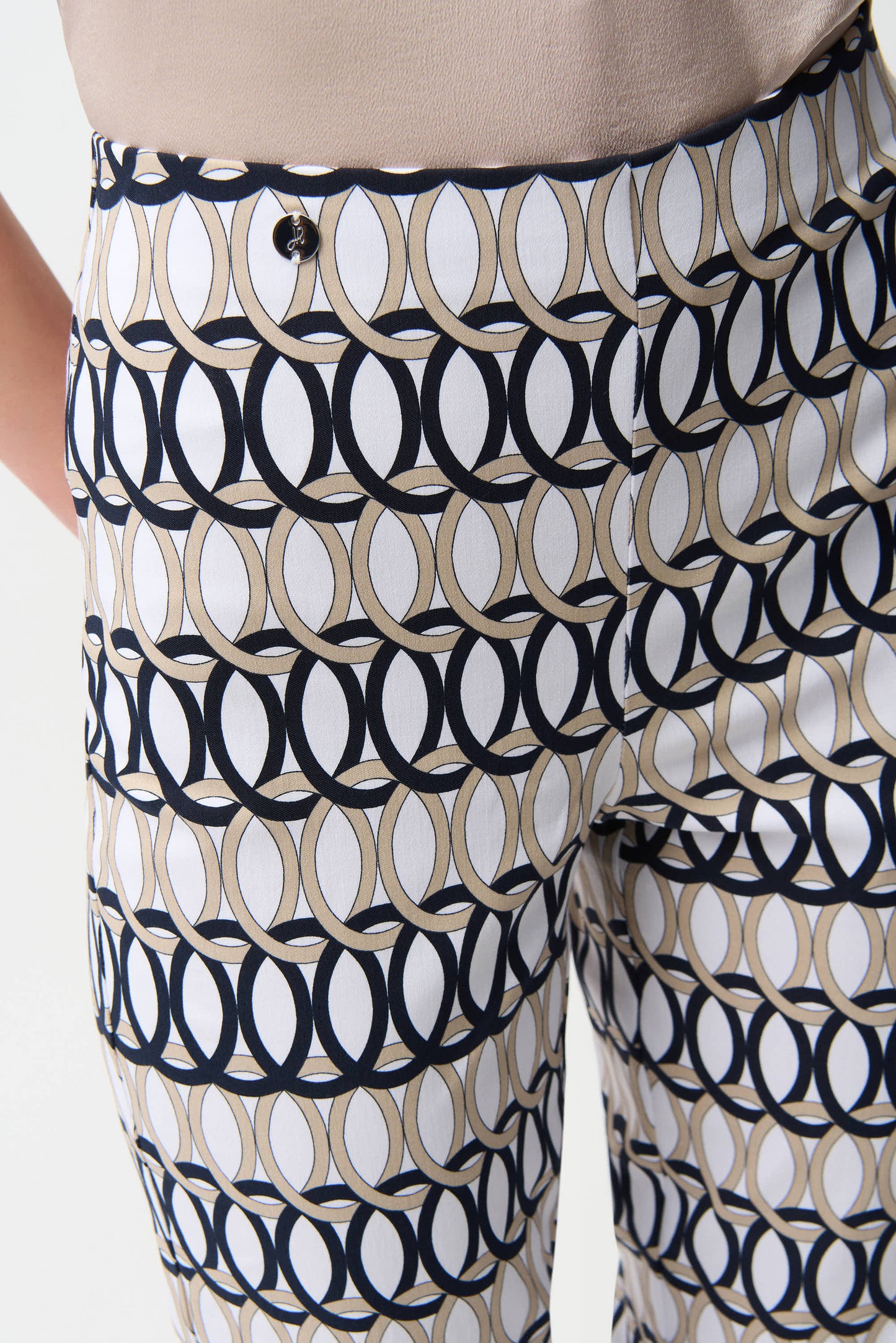 Joseph Ribkoff Millennium Geometric Print Straight Pull-On Pants 261222 - VANILLA/ MULTI