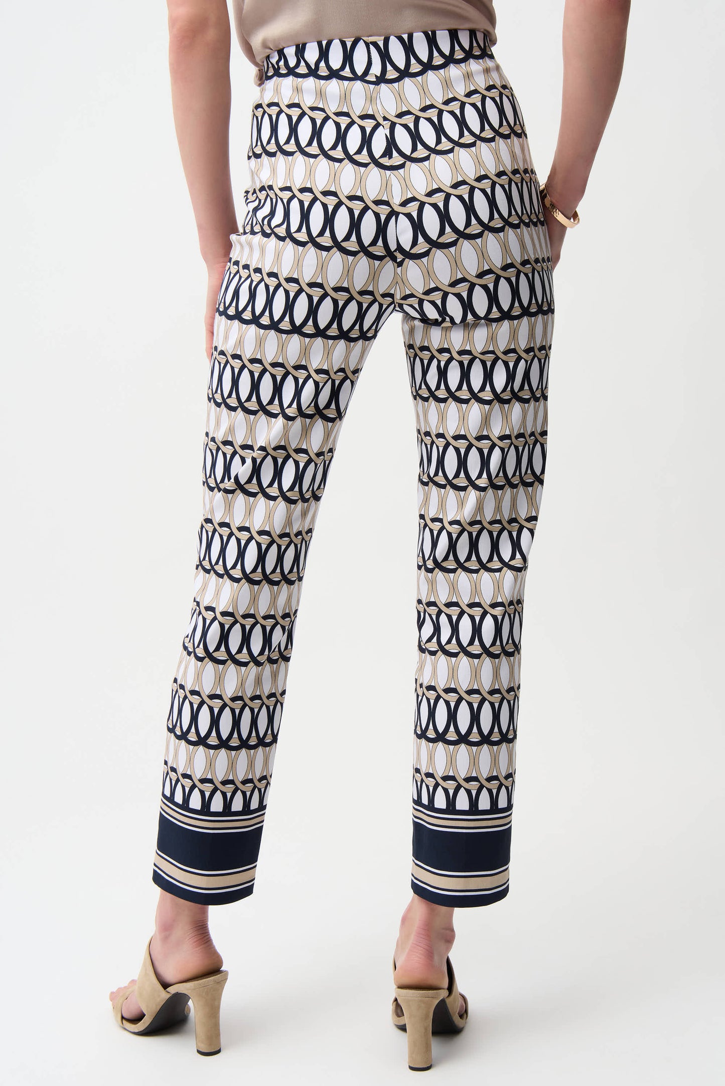 Joseph Ribkoff Millennium Geometric Print Straight Pull-On Pants 261222 - VANILLA/ MULTI