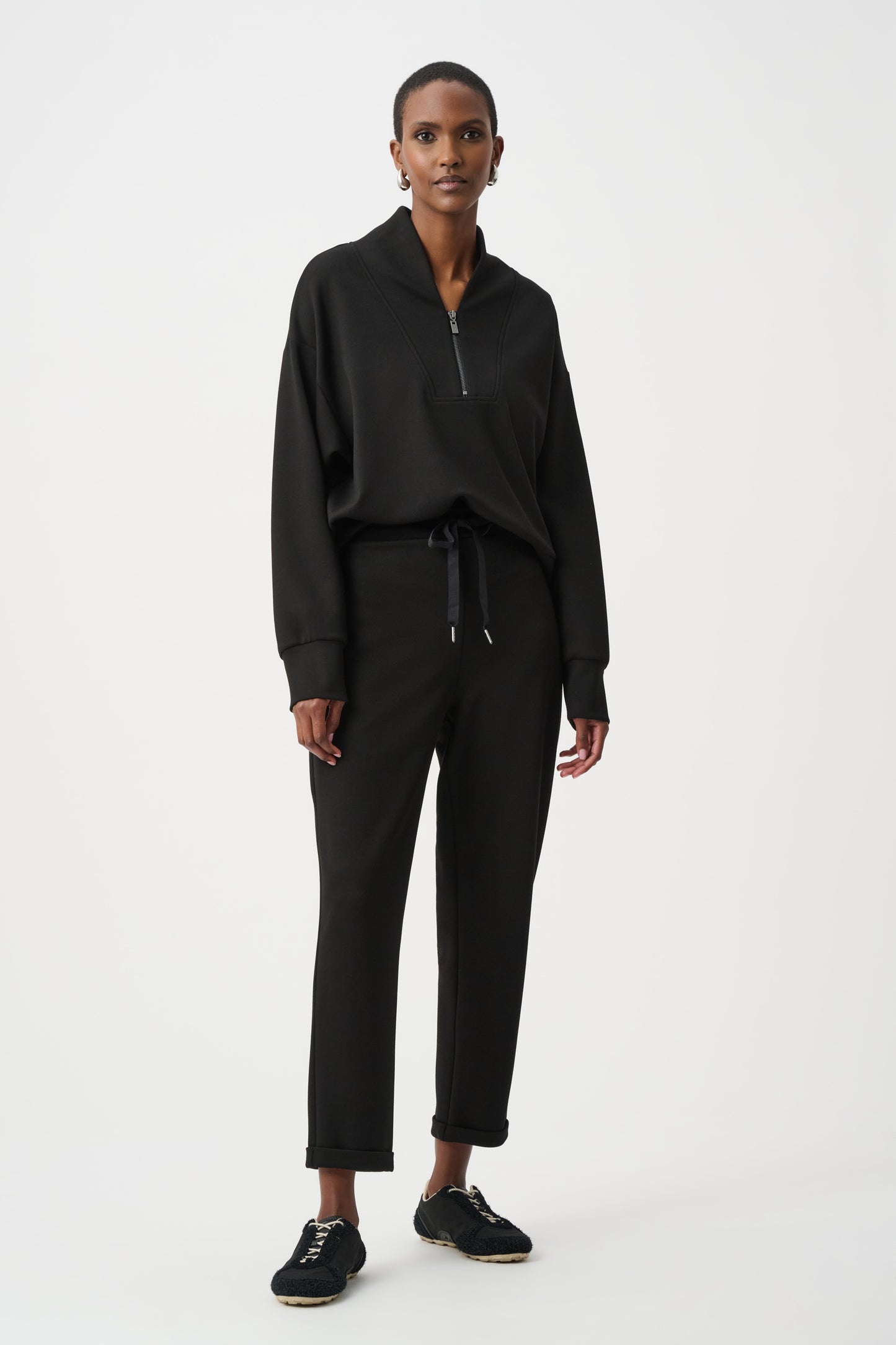 Joseph Ribkoff SPORT Scuba Jersey Pull-On Jogger Pants With Drawstring Waist 261606F26 - Black