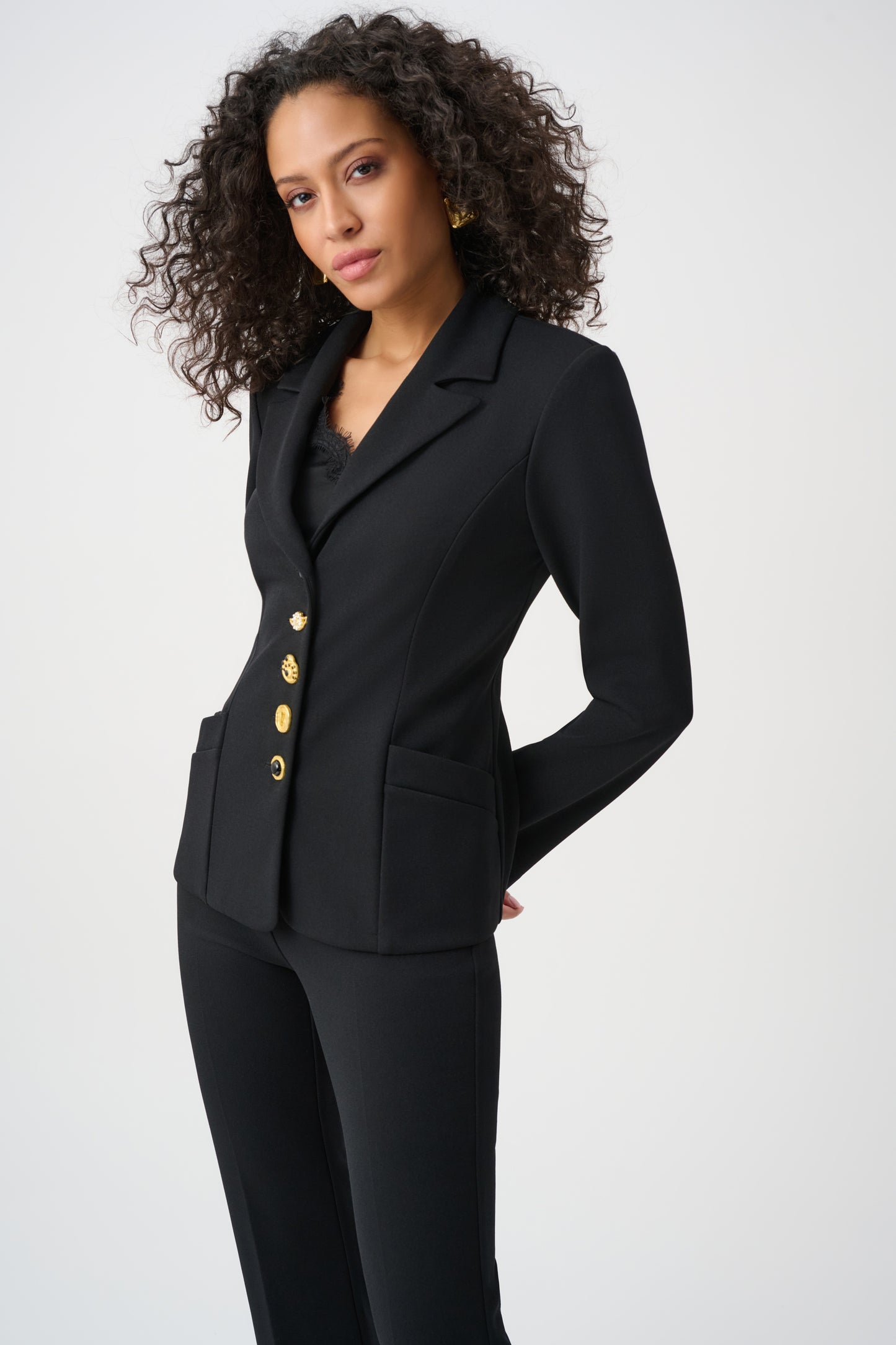 Joseph Ribkoff Scuba Crepe Fitted Blazer With Statement Buttons 263151