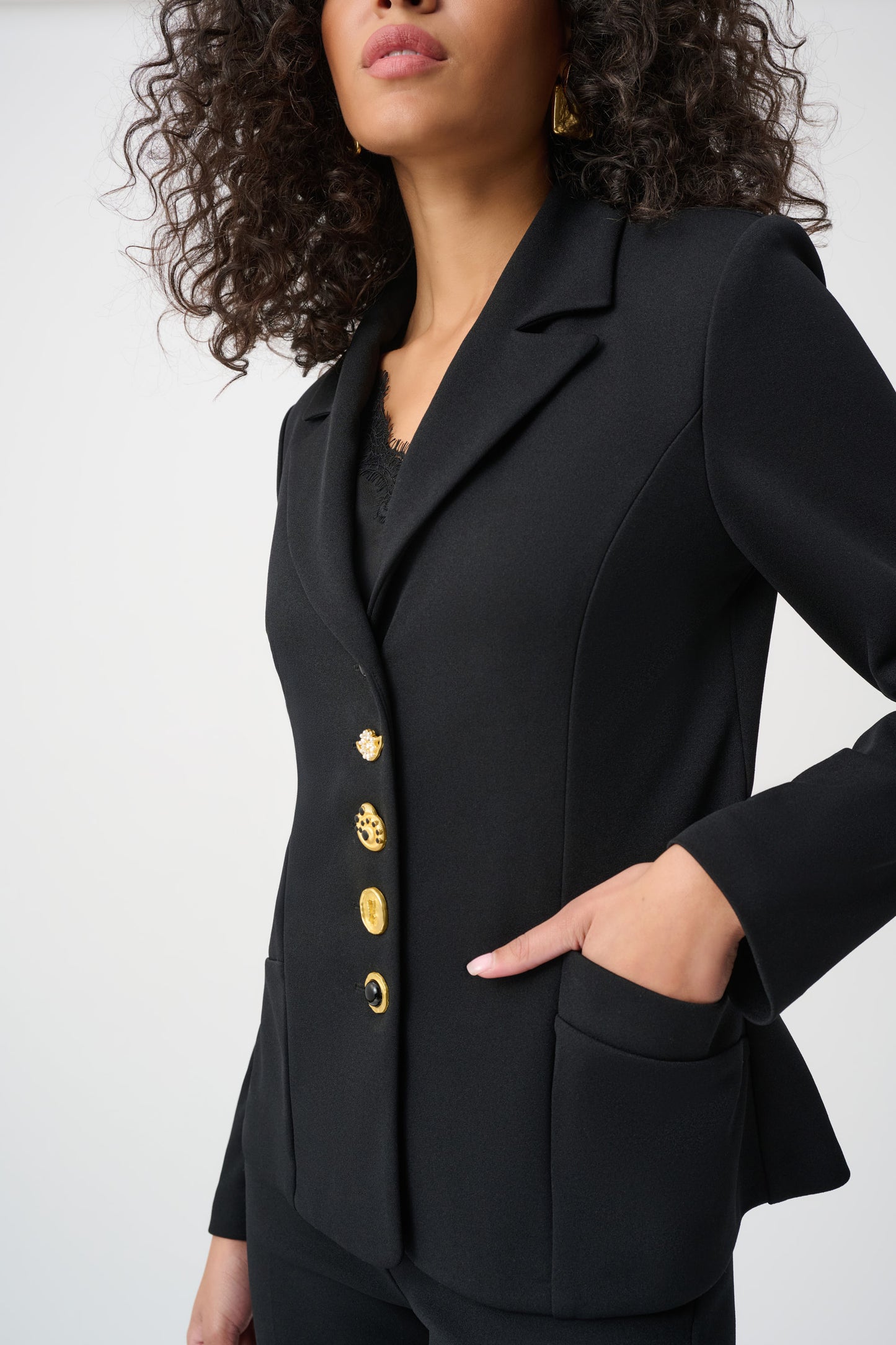 Joseph Ribkoff Scuba Crepe Fitted Blazer With Statement Buttons 263151