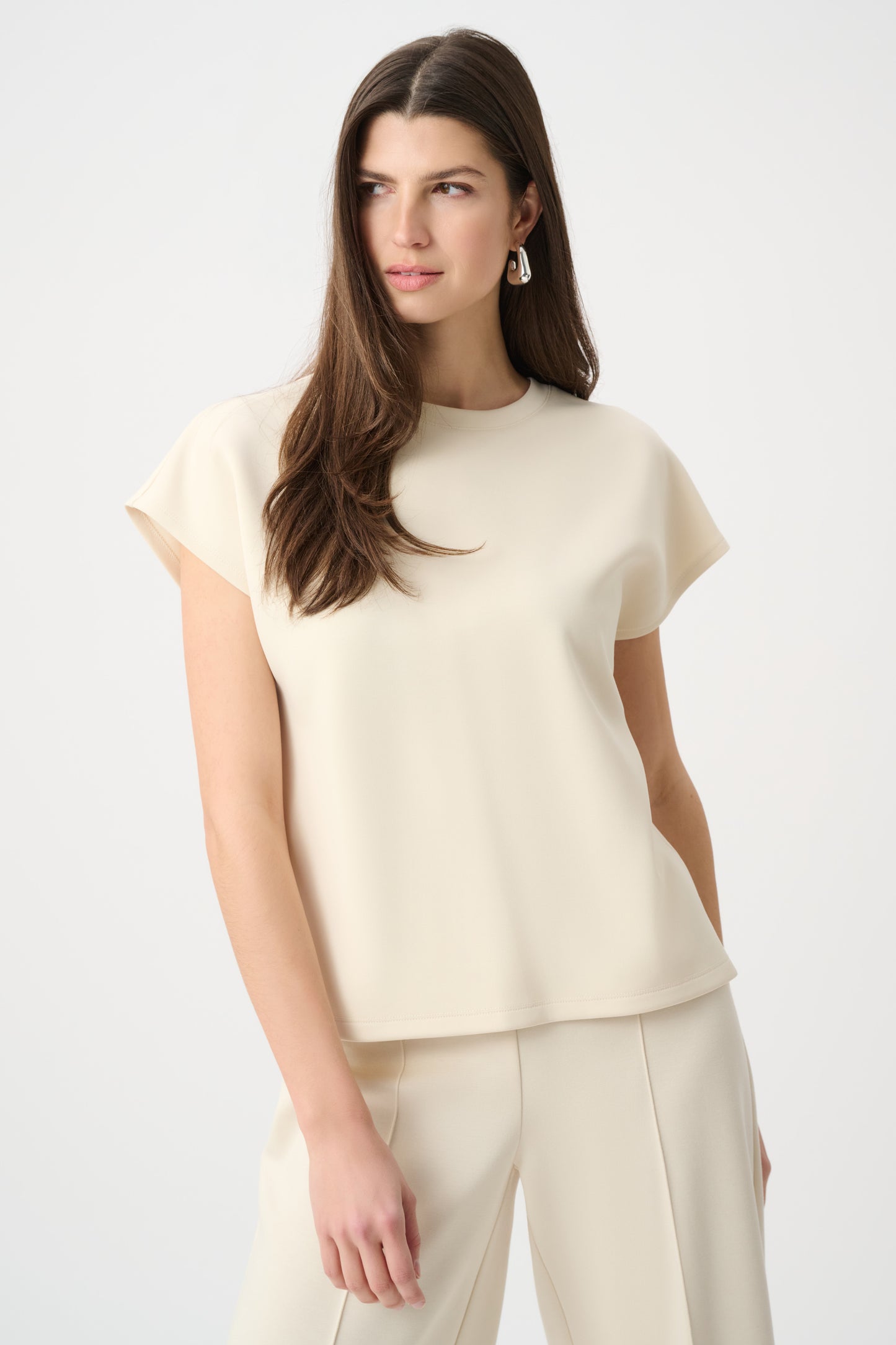 Joseph Ribkoff SPORT Scuba Jersey Crewneck Boxy Top 263636 - Birch