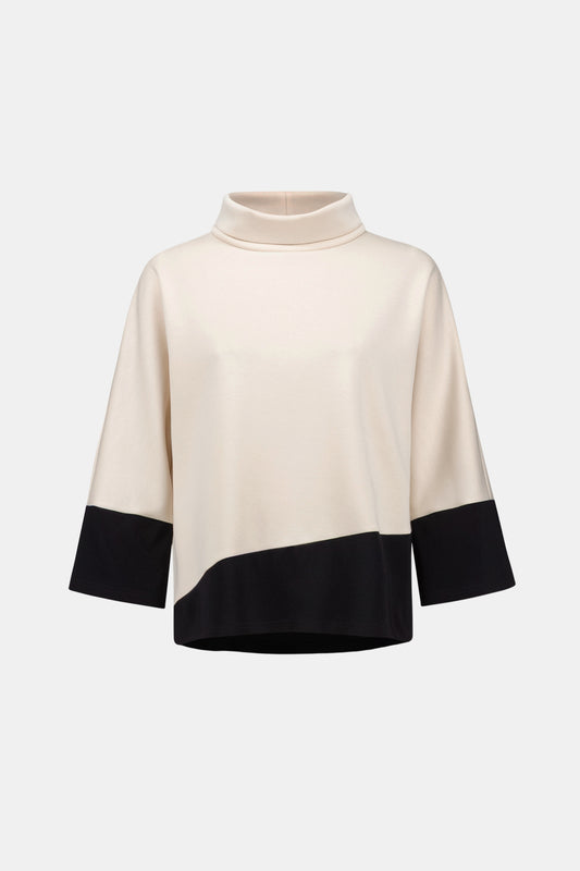 Joseph Ribkoff SPORT Scuba Jersey Color Block Trapeze Top 263641 - Birch/Black