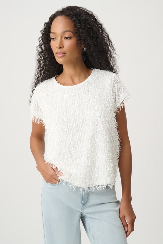 Joseph Ribkoff Novelty Fringe Top - Off White 
264208