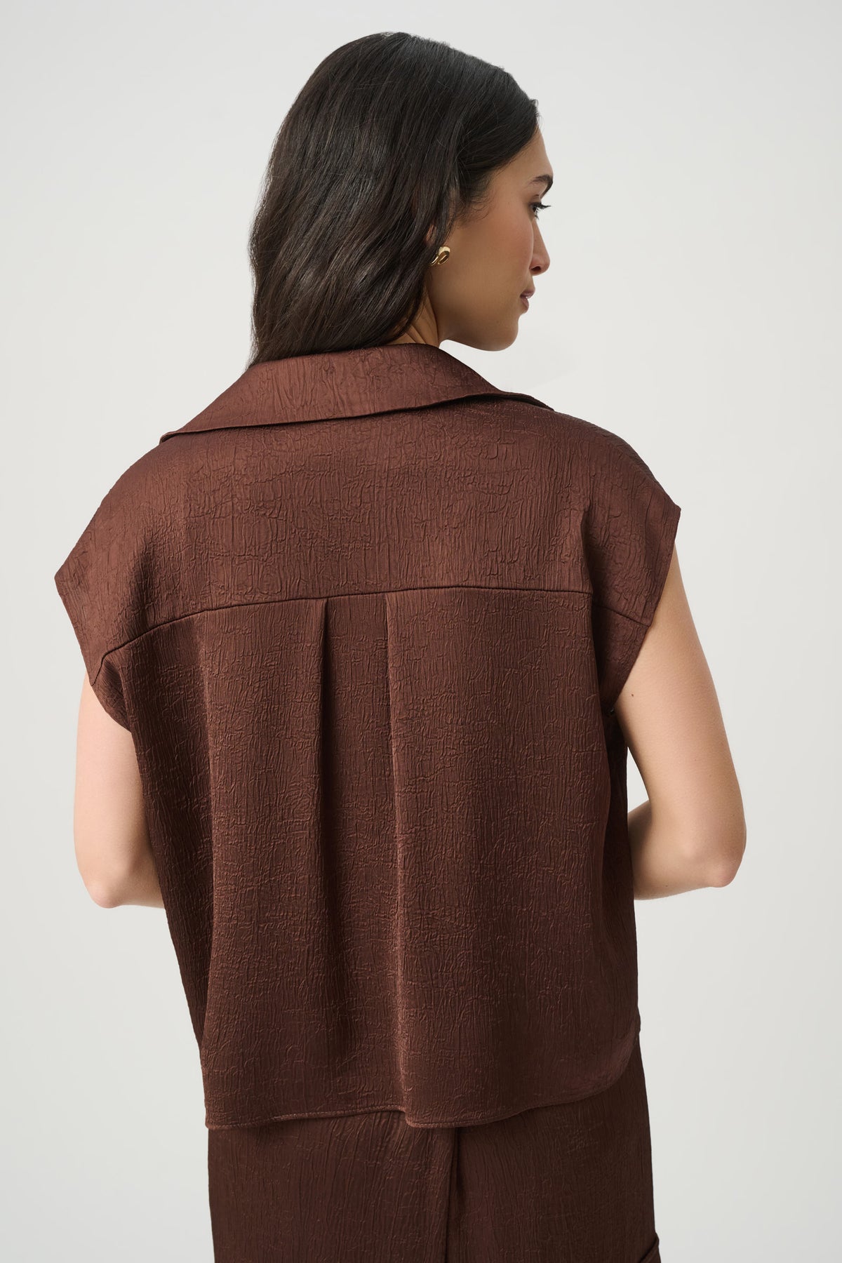 Joseph Ribkoff Crushed Satin Dolman Sleeve Top 271003 Mahogany