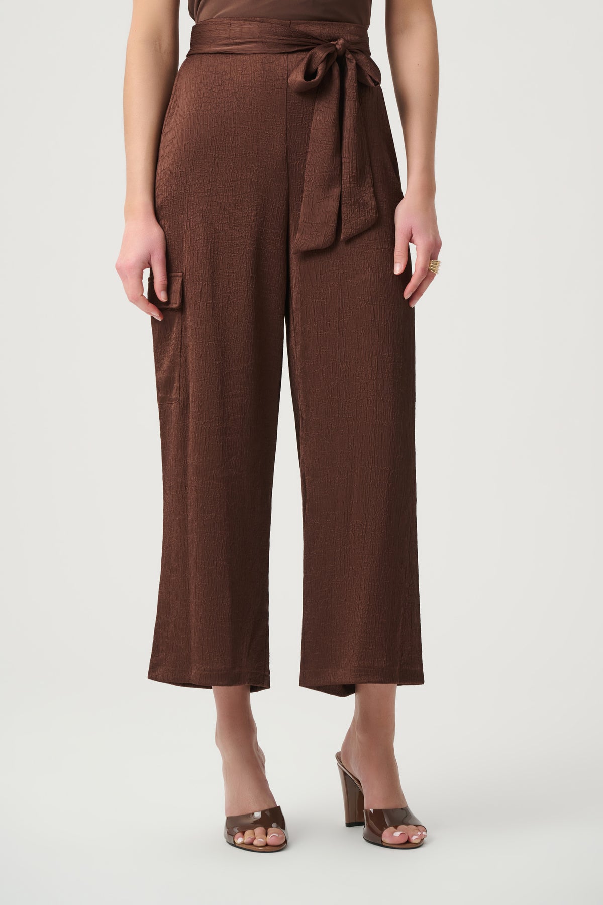 Joseph Ribkoff Crushed Satin Culotte Pants 271004 Mahogany