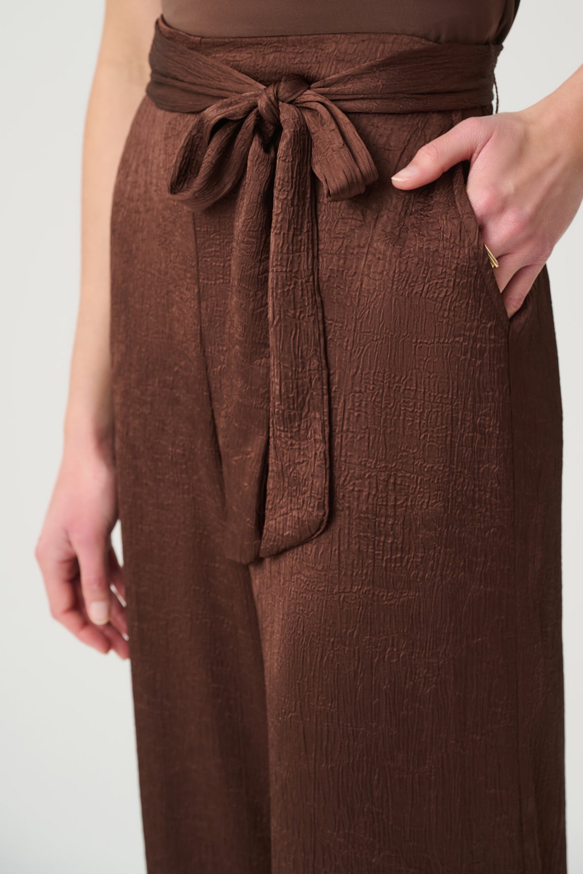Joseph Ribkoff Crushed Satin Culotte Pants 271004 Mahogany