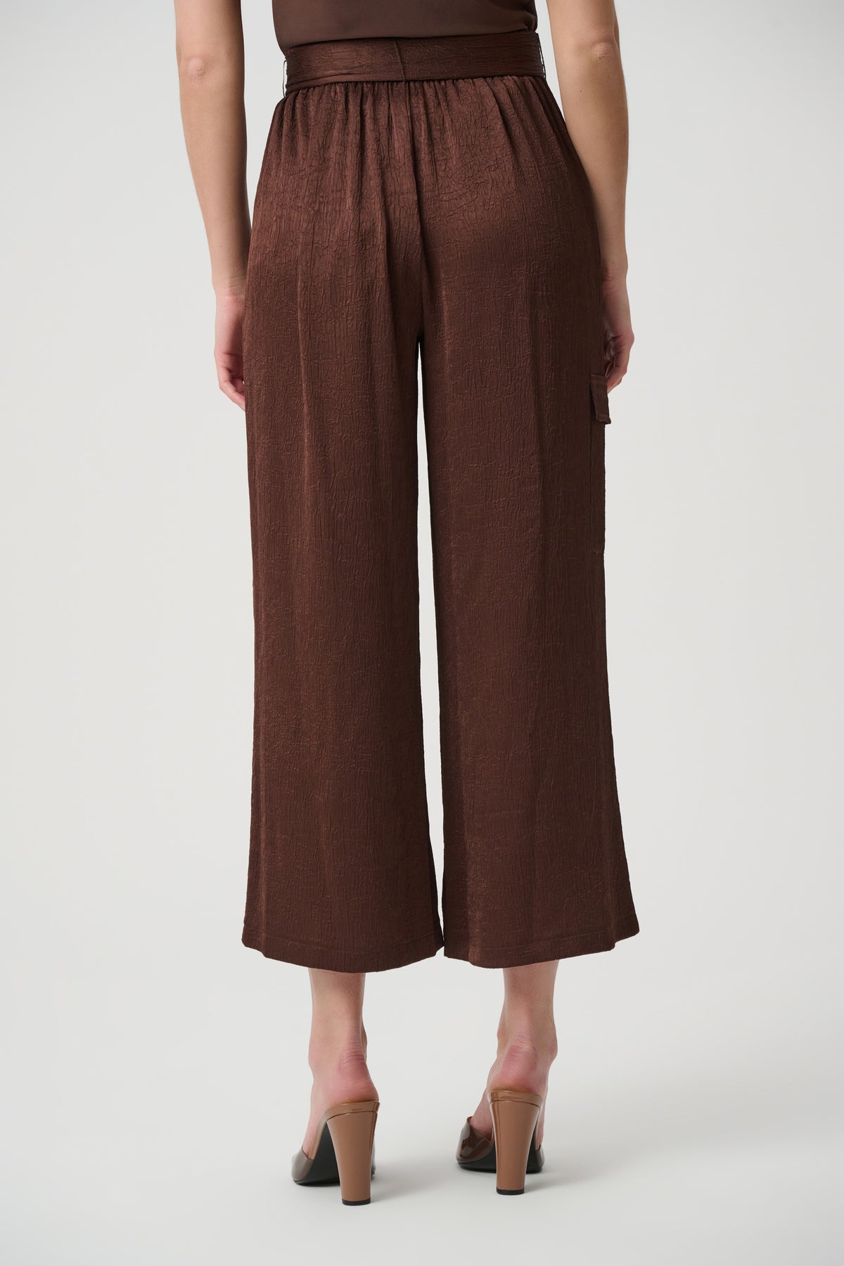 Joseph Ribkoff Crushed Satin Culotte Pants 271004 Mahogany