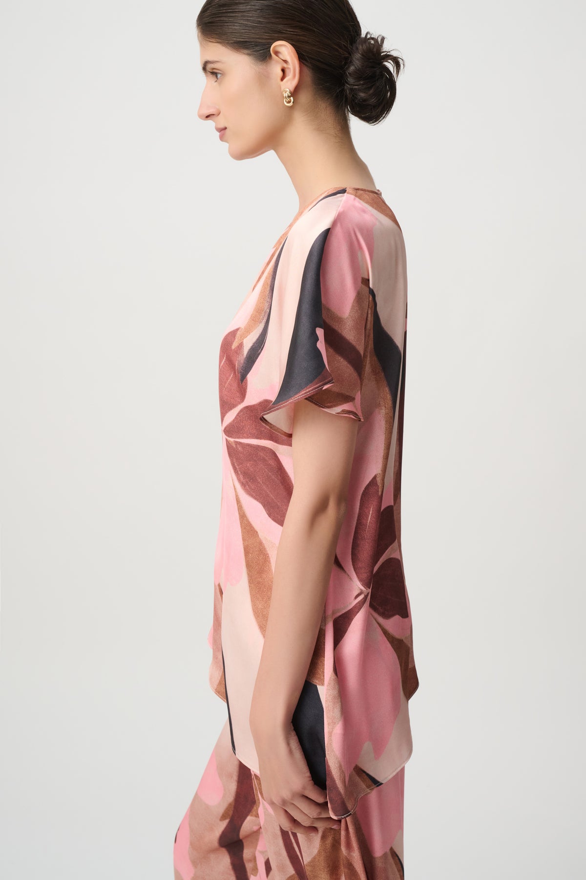 Joseph Ribkoff Floral Recycled Satin Asymmetrical Top 271098
