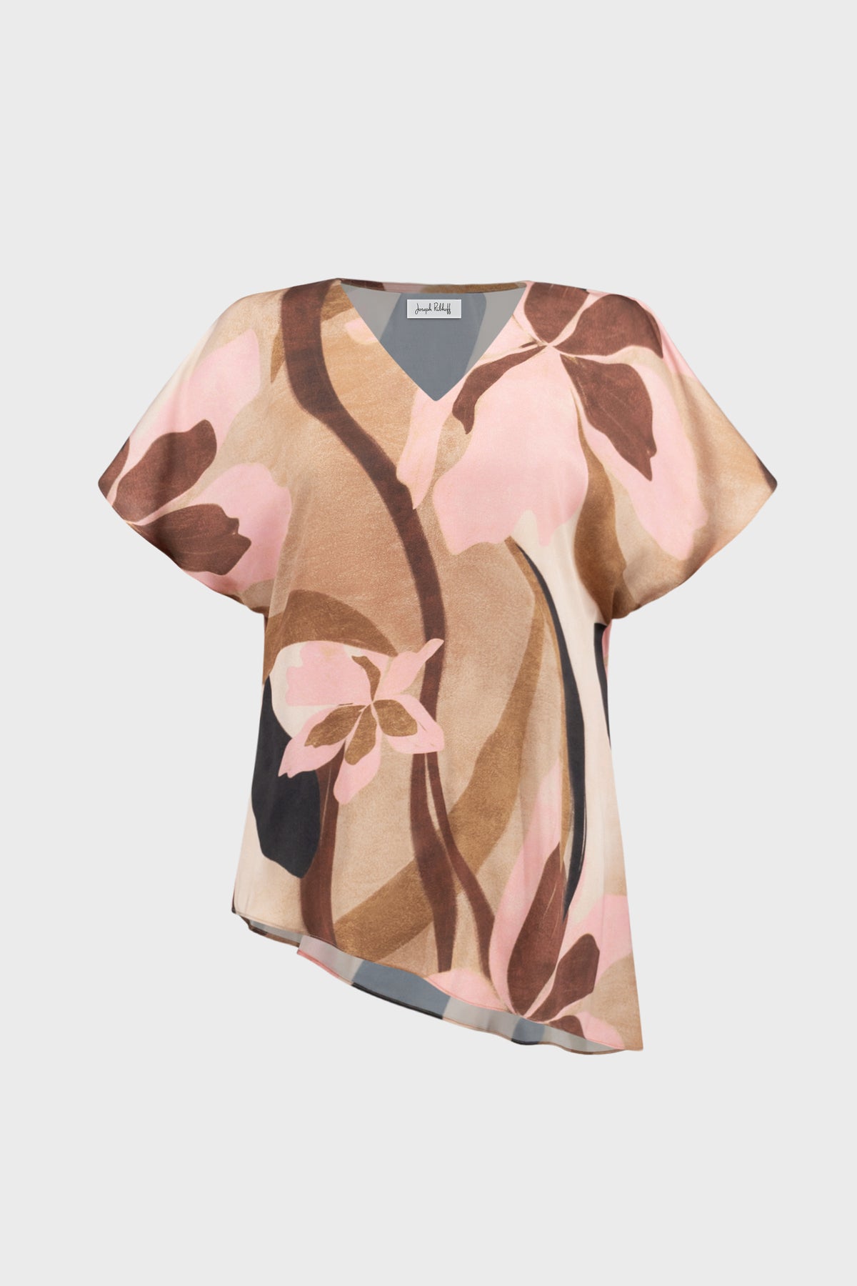 Joseph Ribkoff Floral Recycled Satin Asymmetrical Top 271098