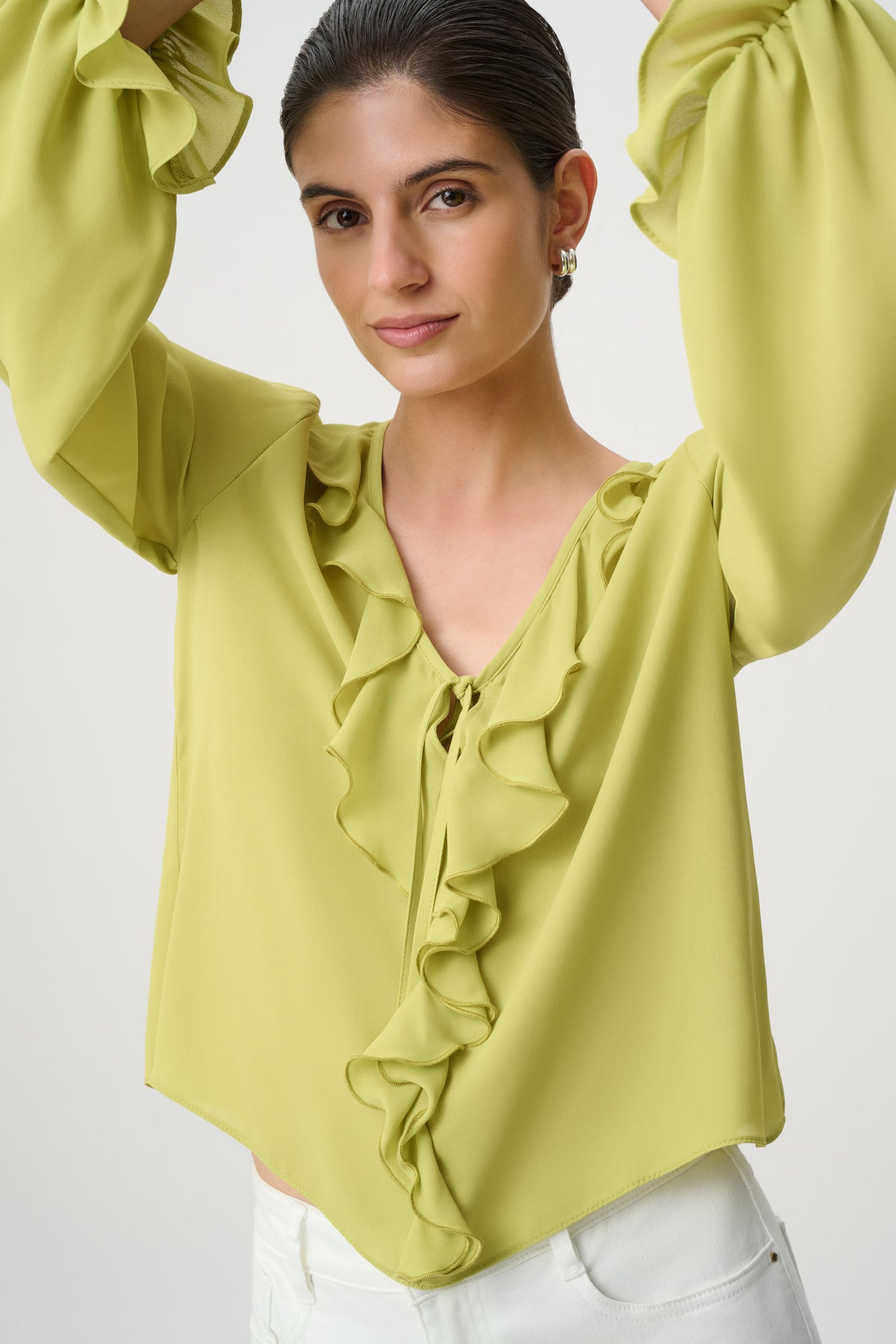 Joseph Ribkoff Georgette Ruffle Blouse - Wasabi
271180