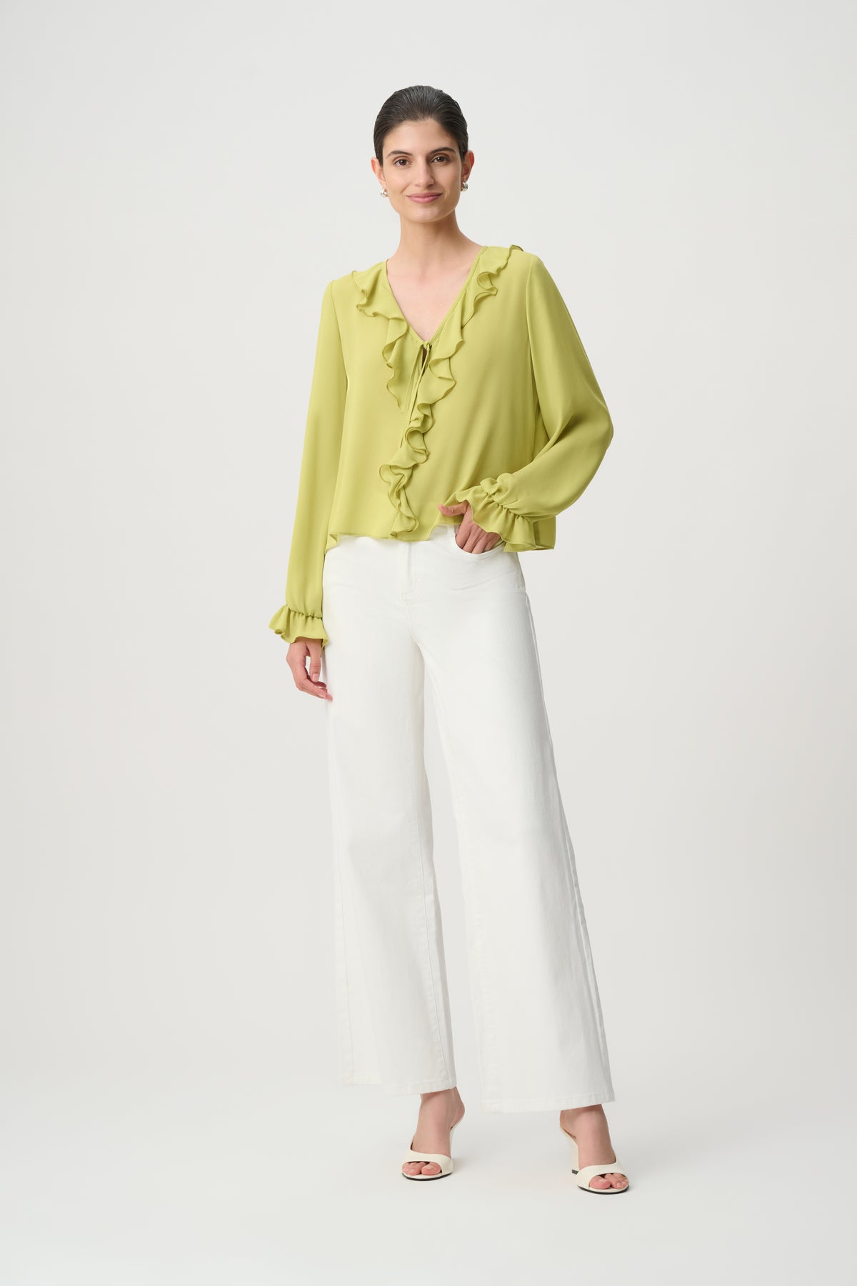 Joseph Ribkoff Georgette Ruffle Blouse - Wasabi
271180