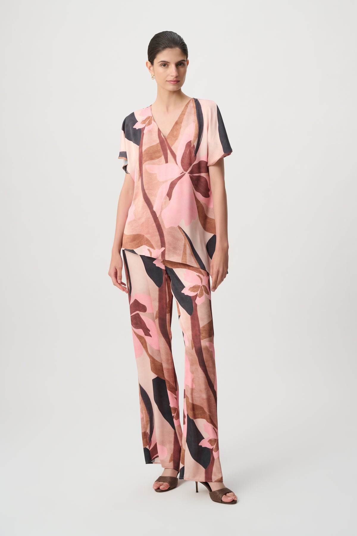 Joseph Ribkoff Floral Satin Wide Leg Pants 271183
