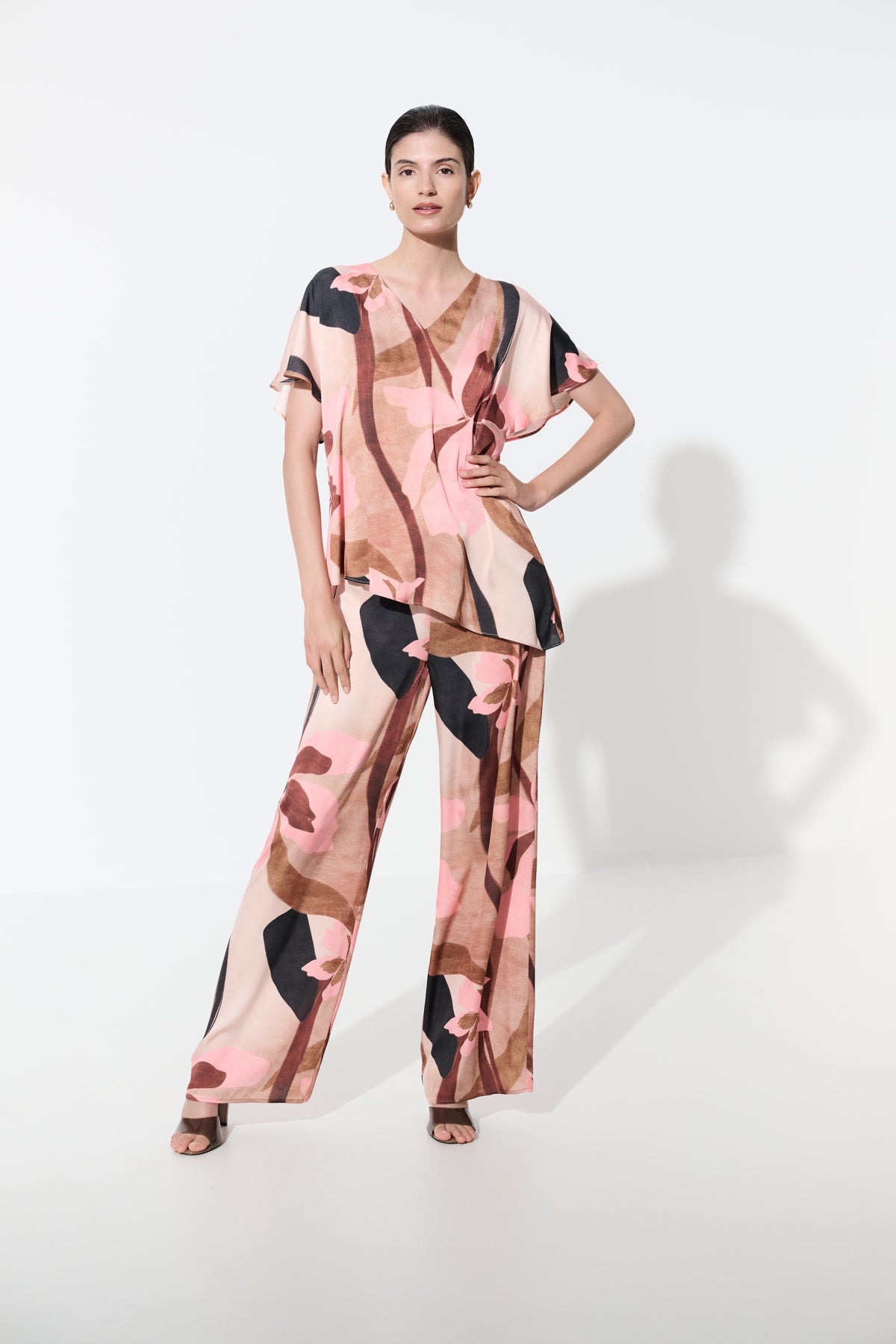 Joseph Ribkoff Floral Satin Wide Leg Pants 271183