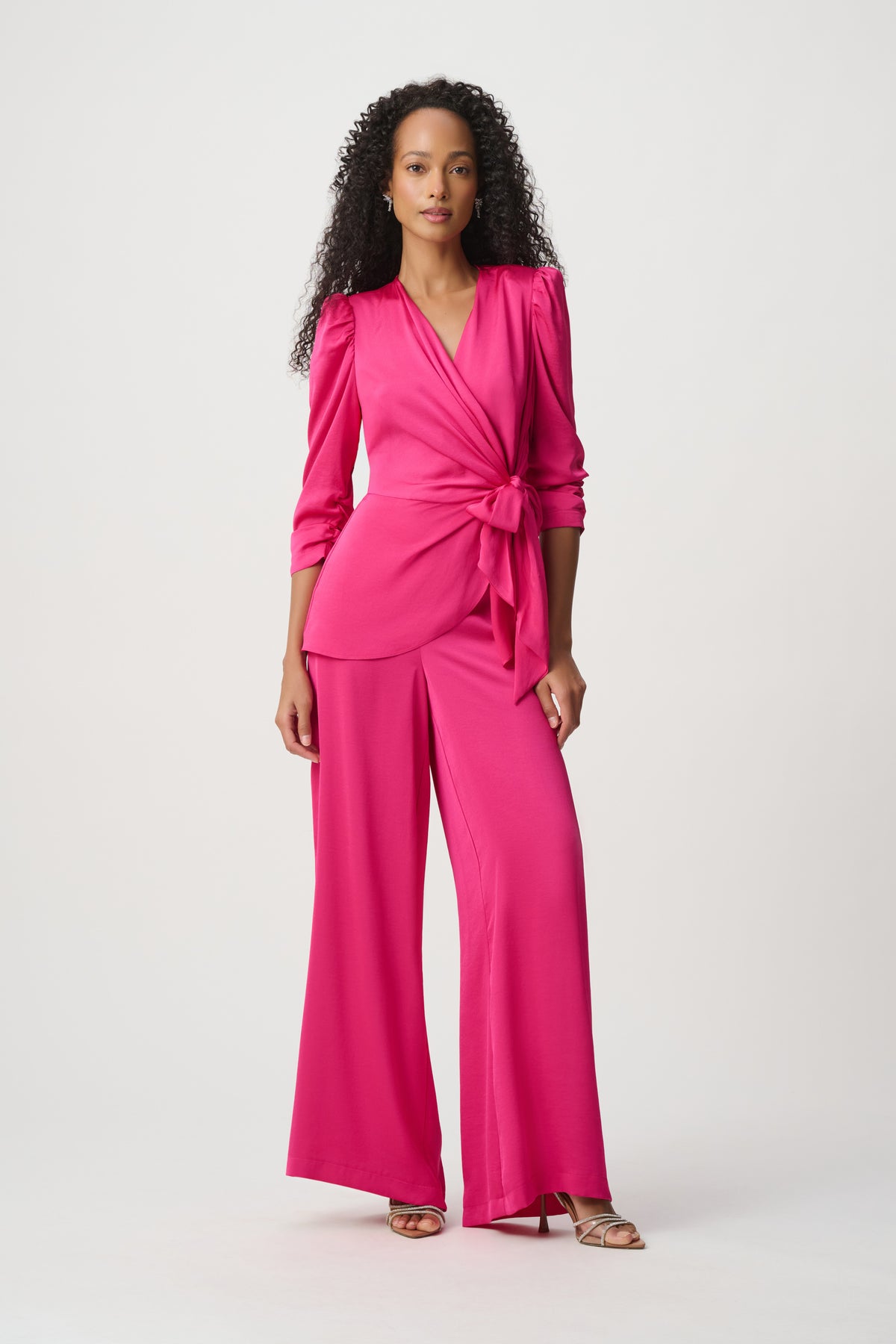 Joseph Ribkoff Recycled Satin Side Tie Wrap Top - Shocking Pink 
271727