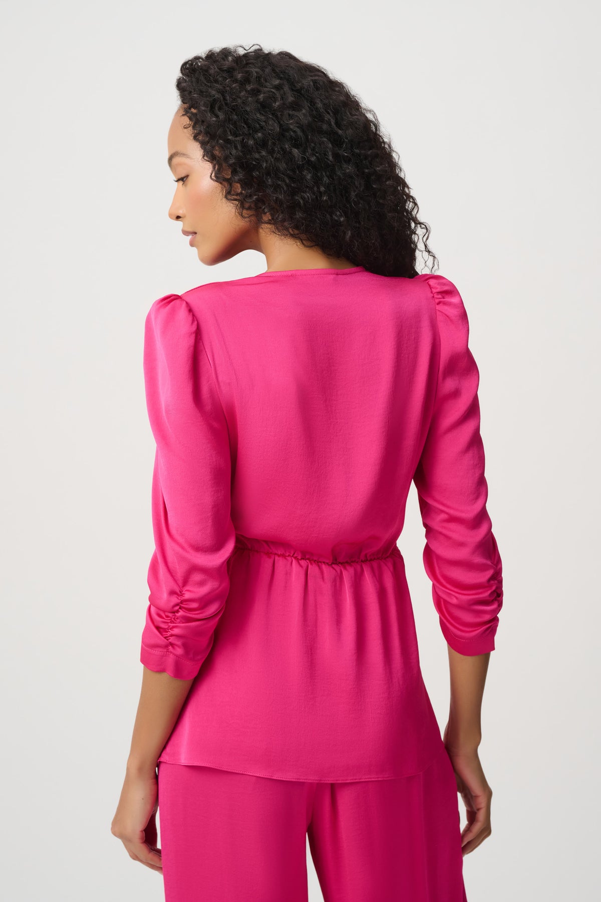 Joseph Ribkoff Recycled Satin Side Tie Wrap Top - Shocking Pink 
271727