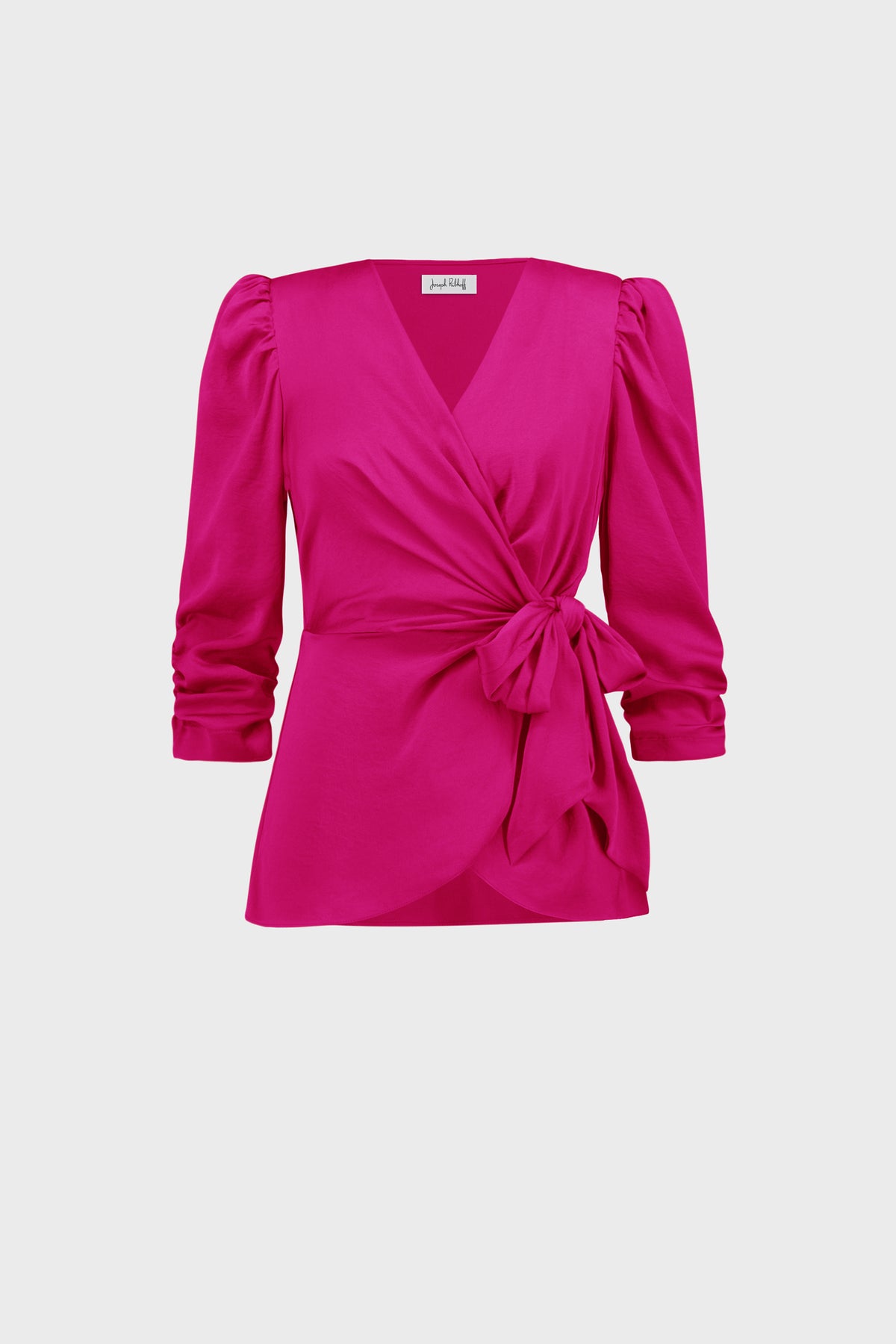 Joseph Ribkoff Recycled Satin Side Tie Wrap Top - Shocking Pink 
271727
