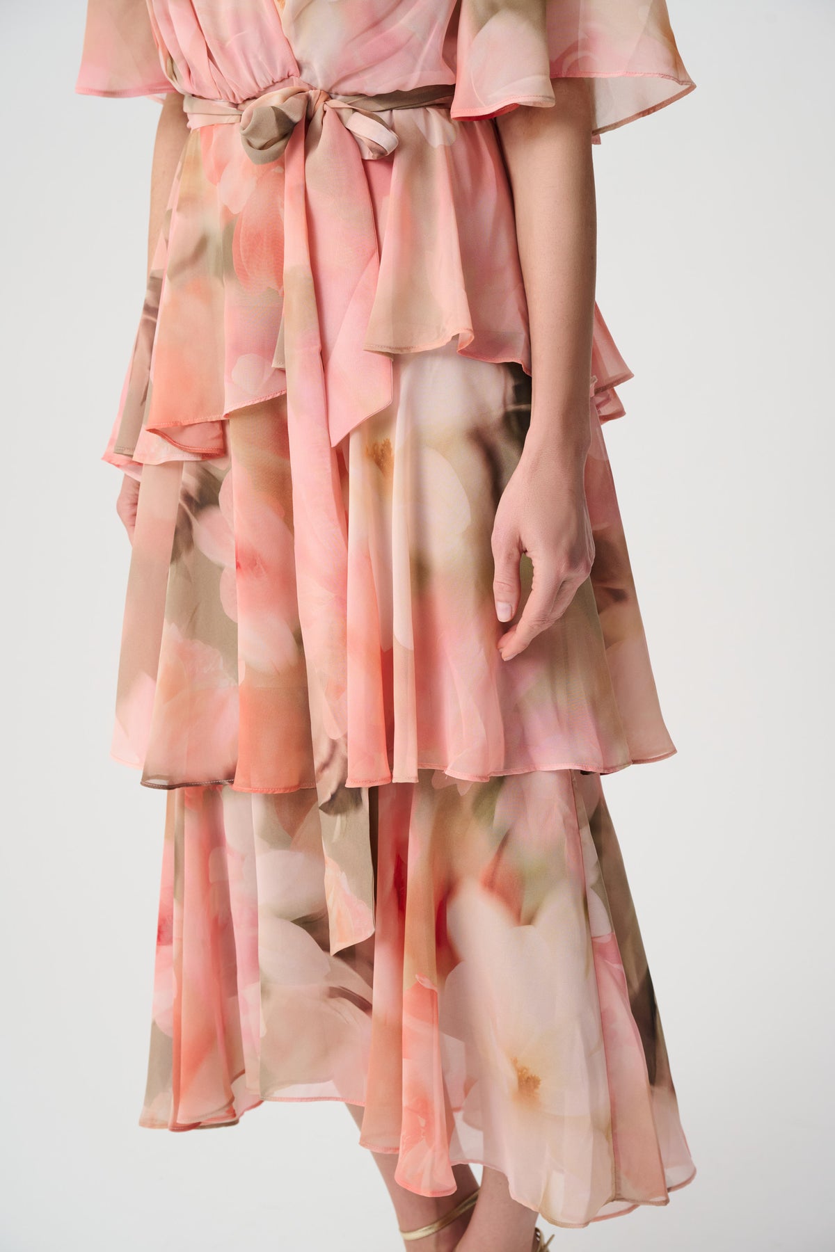 Joseph Ribkoff Printed Chiffon Fit & Flare Dress Beige/ Multi 271746