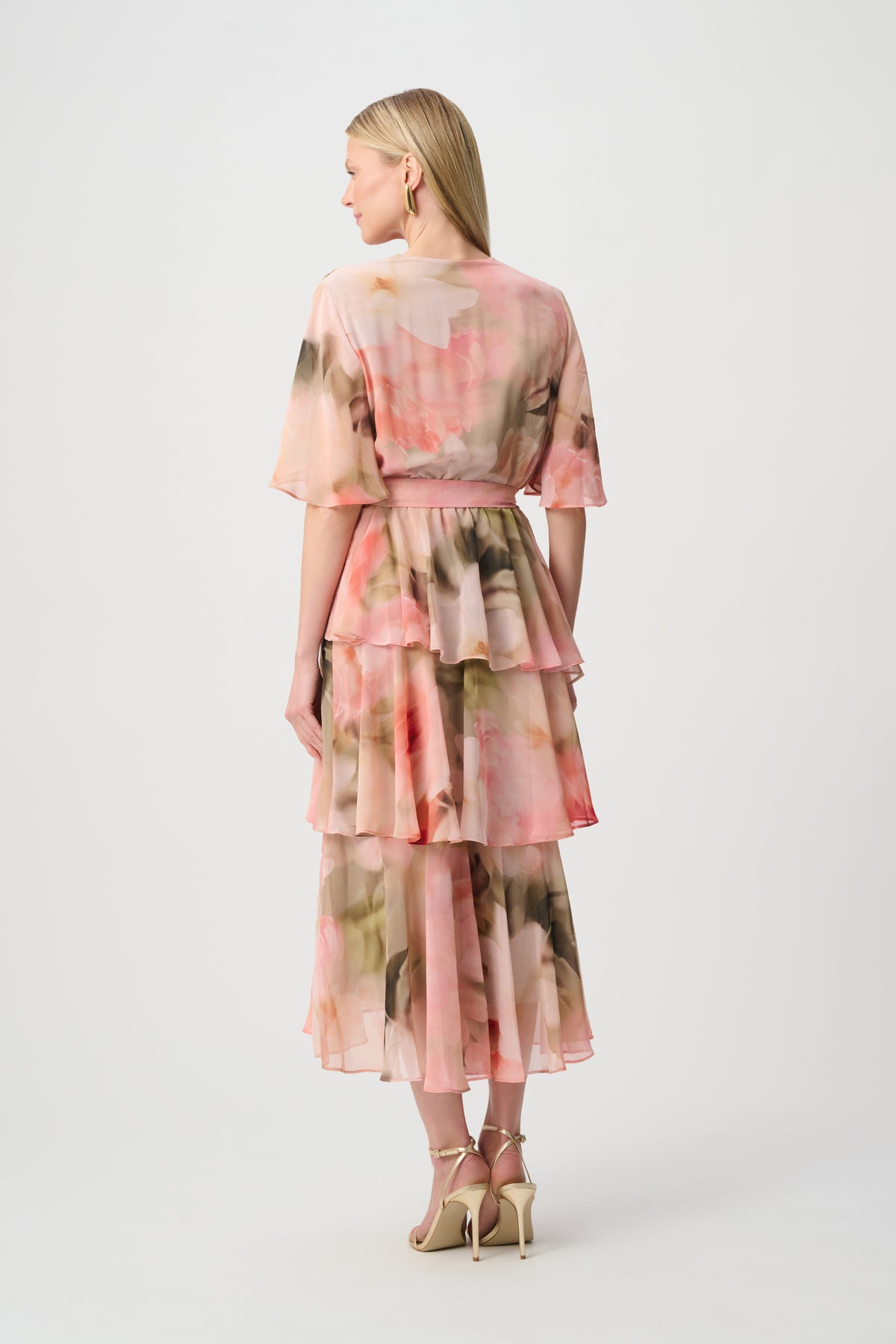 Joseph Ribkoff Printed Chiffon Fit & Flare Dress Beige/ Multi 271746