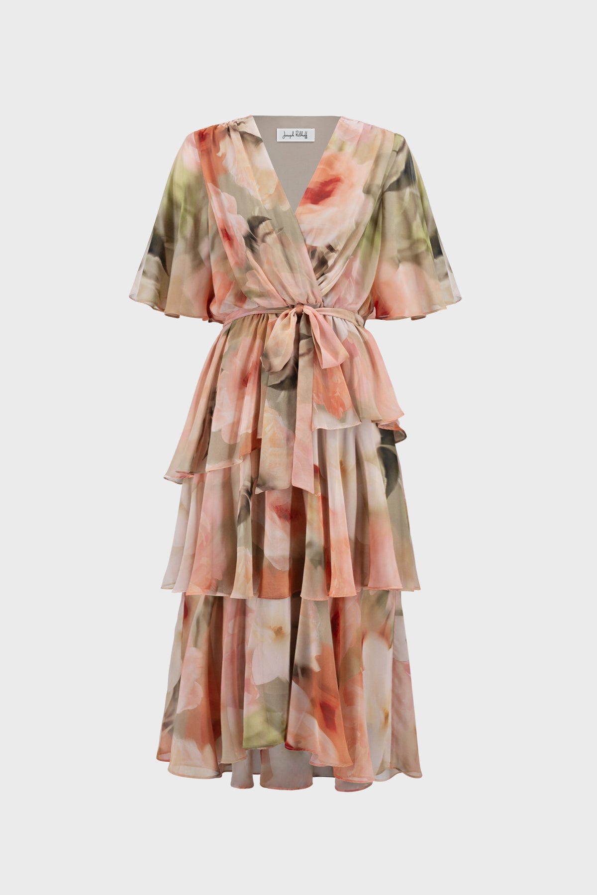 Joseph Ribkoff Printed Chiffon Fit & Flare Dress Beige/ Multi 271746