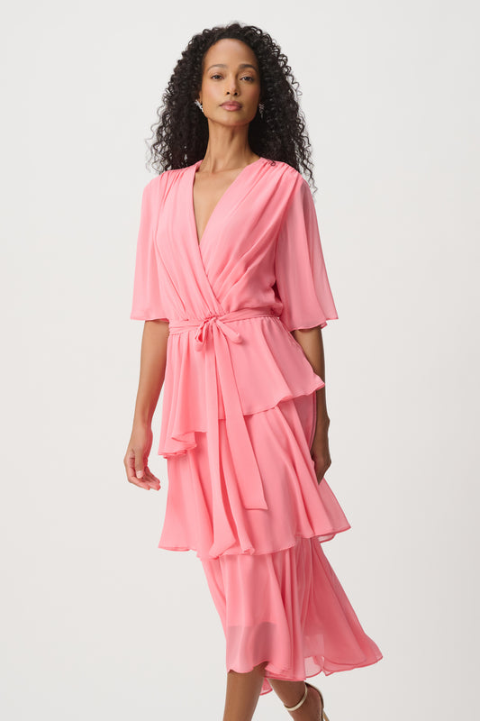 Joseph Ribkoff Chiffon Tiered Wrap Dress - Bellini
271763