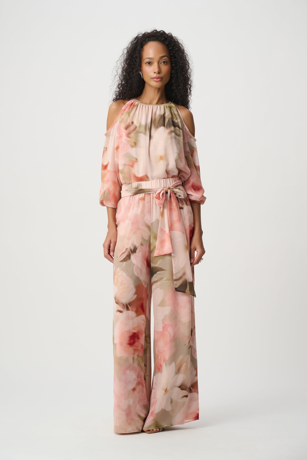 Joseph Ribkoff Chiffon Floral Print Puff Sleeve Top 271773