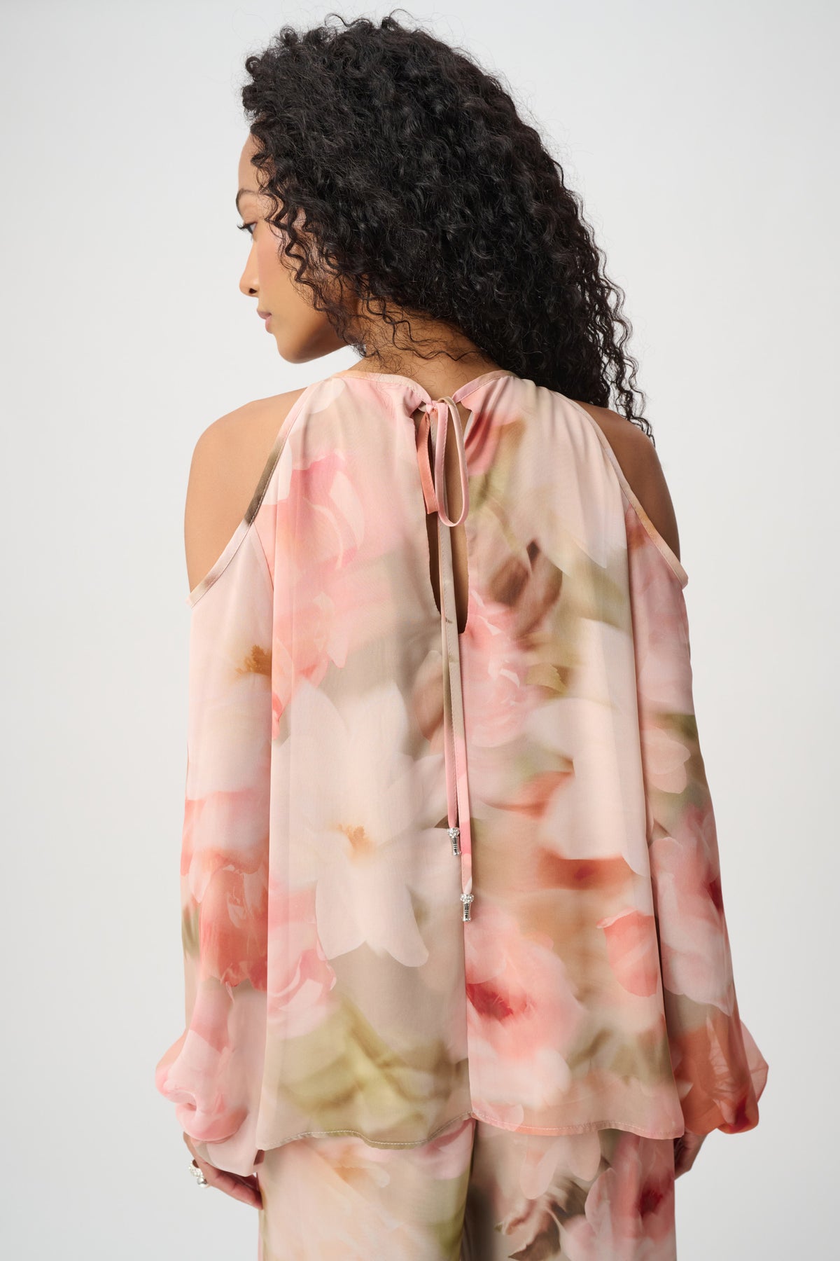 Joseph Ribkoff Chiffon Floral Print Puff Sleeve Top 271773