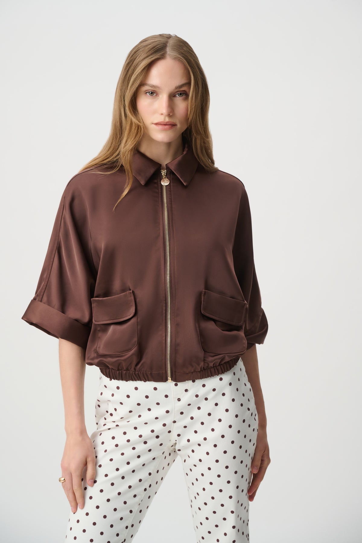 Joseph Ribkoff Satin Blouson Jacket - Mahogany 271974
