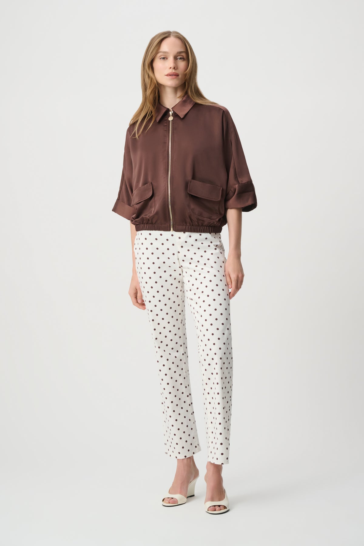 Joseph Ribkoff Satin Blouson Jacket - Mahogany 271974