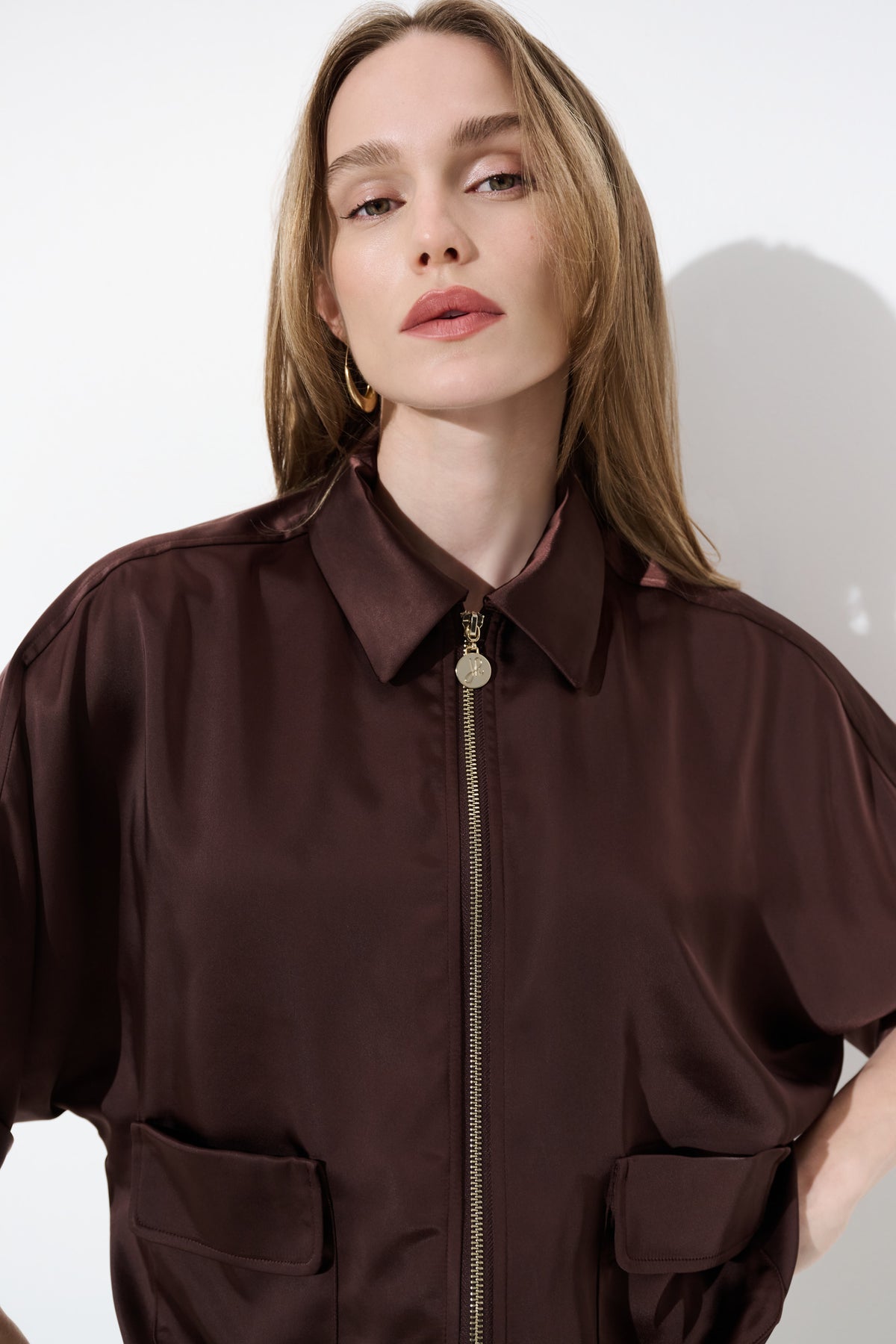Joseph Ribkoff Satin Blouson Jacket - Mahogany 271974