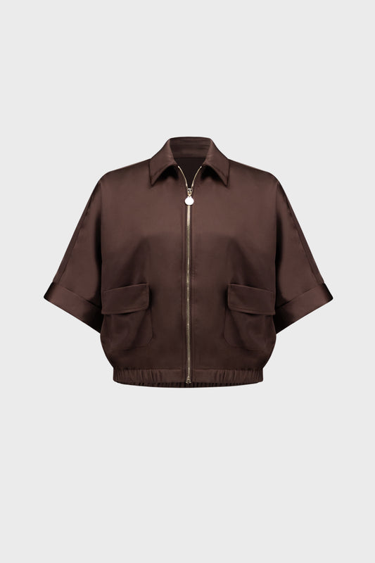 Joseph Ribkoff Satin Blouson Jacket - Mahogany 271974