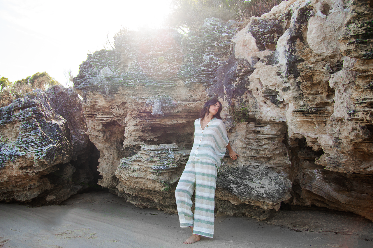 SCANDI & CO Amalfi Top - SAGE STRIPE