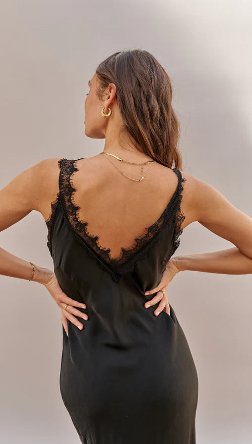 Charli London SOLANGE Slip Dress - BLACK