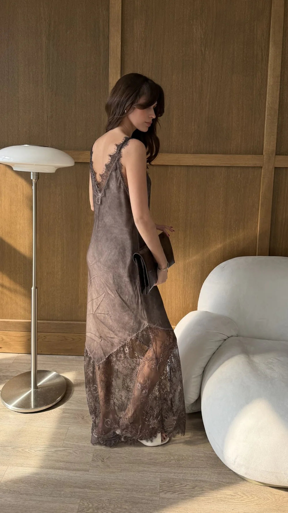 CHARLI London Solange Slip Dress - ESPRESSO