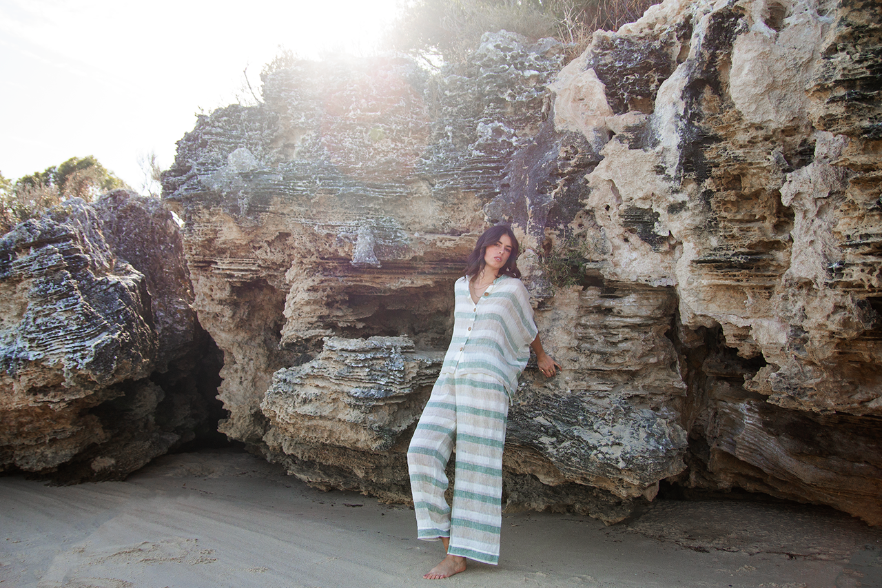 SCANDI & CO Amalfi Top - SAGE STRIPE
