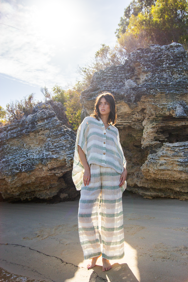 SCANDI & CO Amalfi Top - SAGE STRIPE