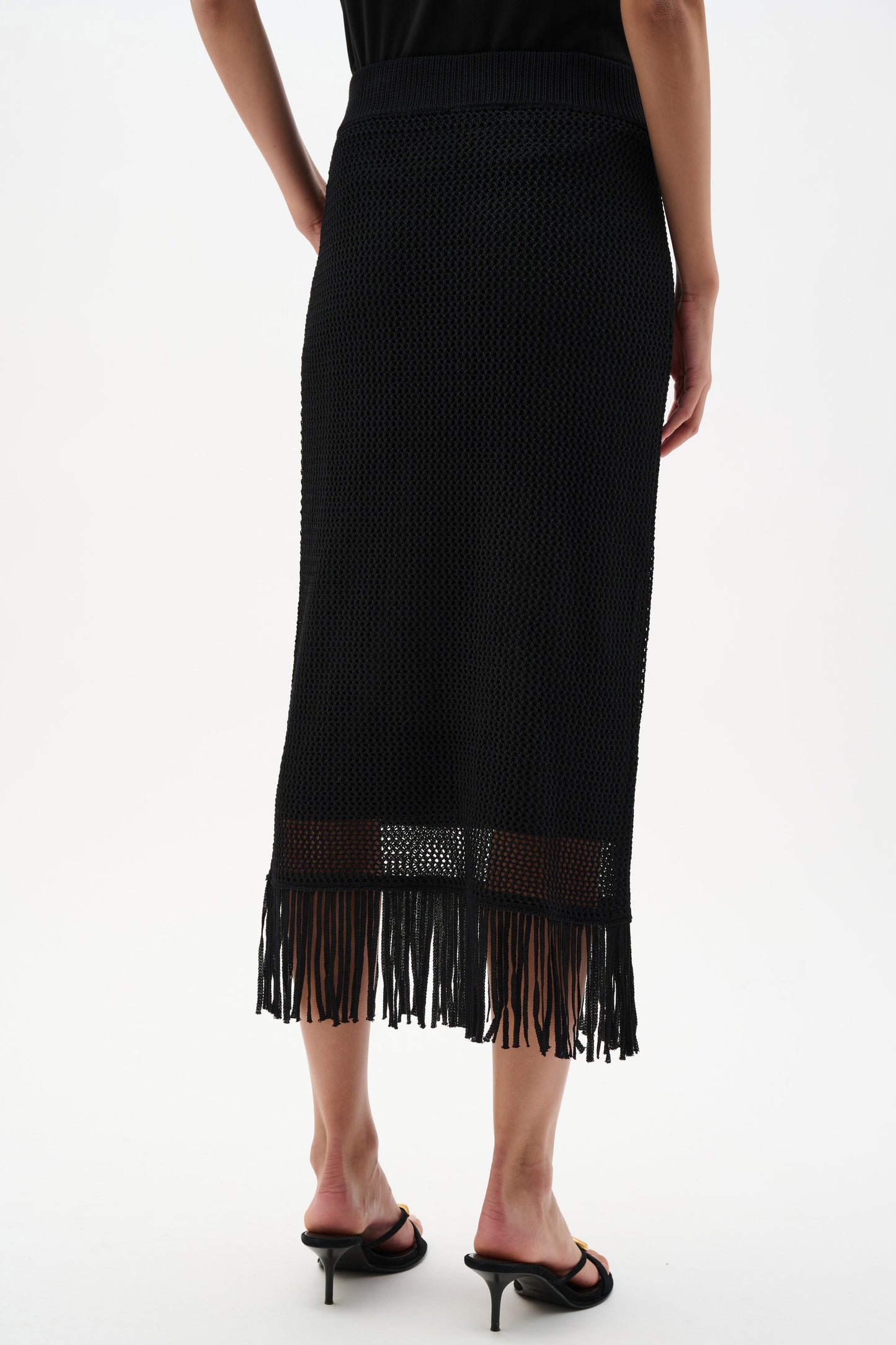 Joseph Ribkoff Viscose Sweater Knit Pull-On Skirt With Fringe Trim 262929