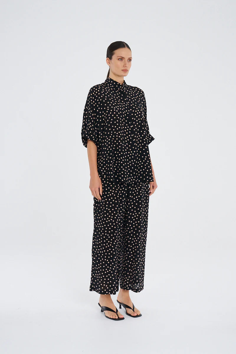 PRE ORDER Mela Purdie Villa Overshirt - MERINGUE/ BLACK